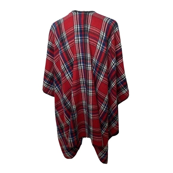 Woolrich Poncho Fleece Plaid Blanket Wrap Cape One Size - Picture 4 of 8